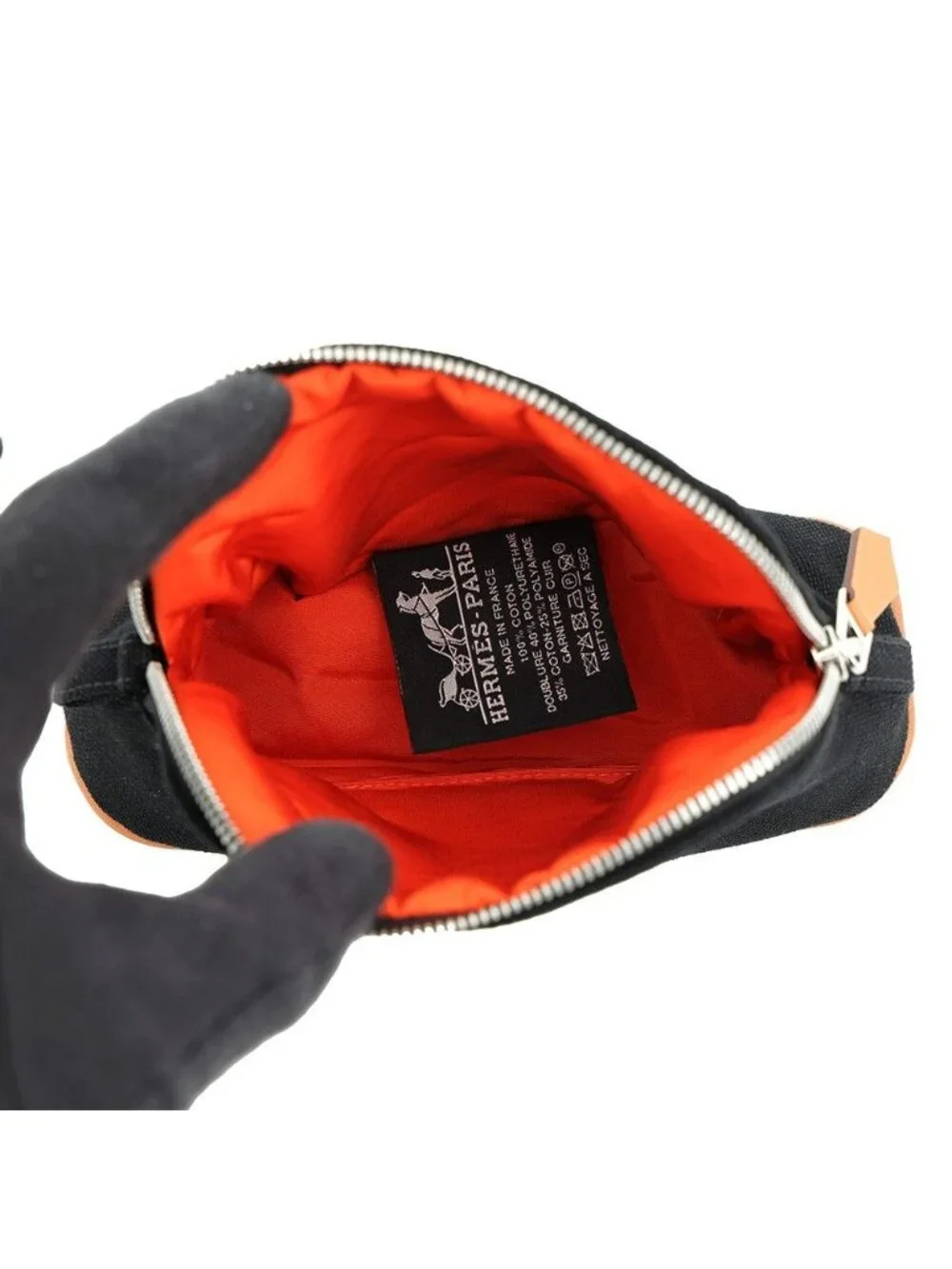 Hermes Pouch Bolide Mini Black Silver Cotton Case